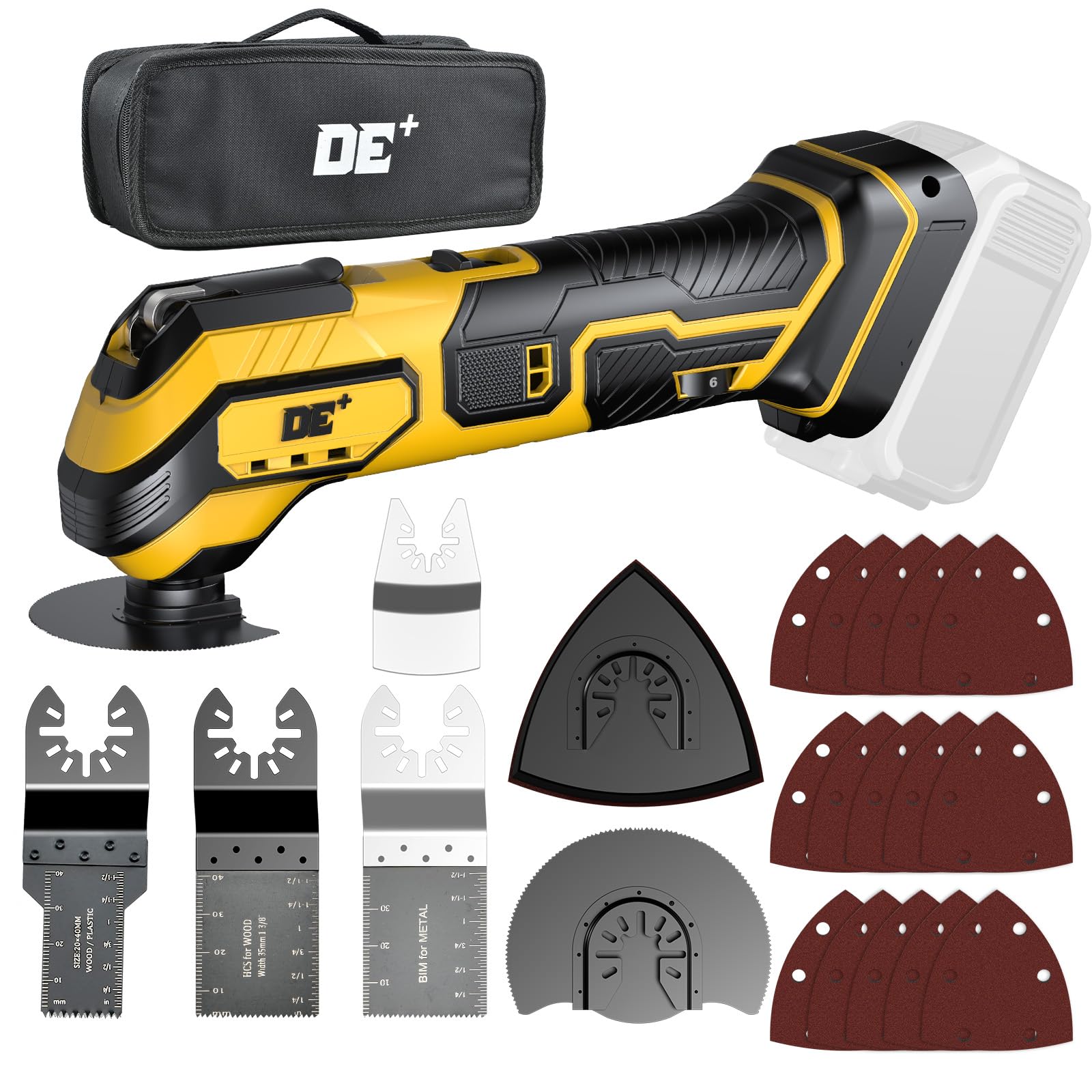 Photo 1 of Cordless Oscillating Tool for Dewalt 20V Battery, 6 Variable Speed&3° Oscillation Angle Multi-Tool, 23PCS Tool Kit with Quick-Lock accessory change for Scraping, Sanding, Cutting Wood(Tool Only)