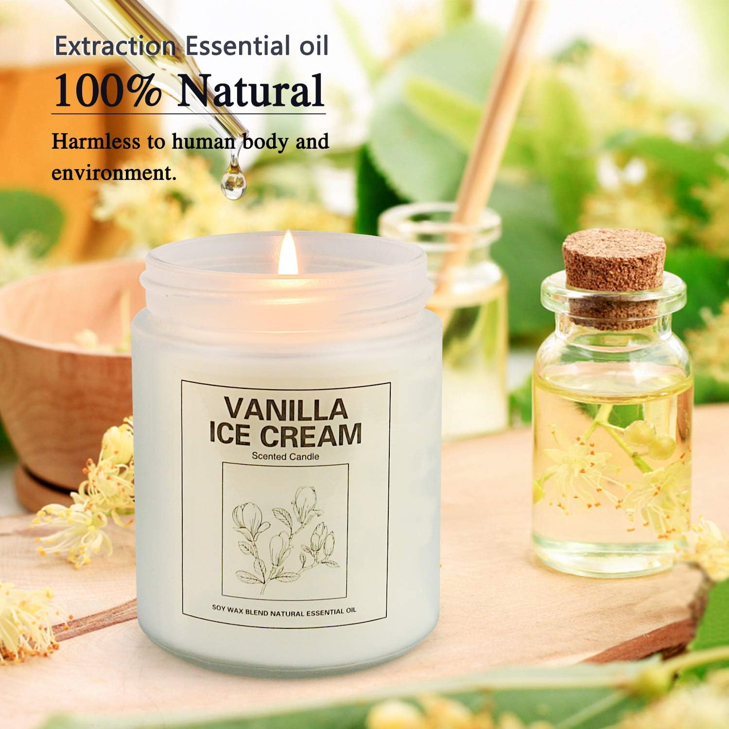 Vanilla Ice Cream and Lavender Candles for Home Scented, Aromatherapy Candle 2 pcs, Soy Wax Candle Set, Gift with Strongly Fragrance Jar Candles: Home & Kitchen