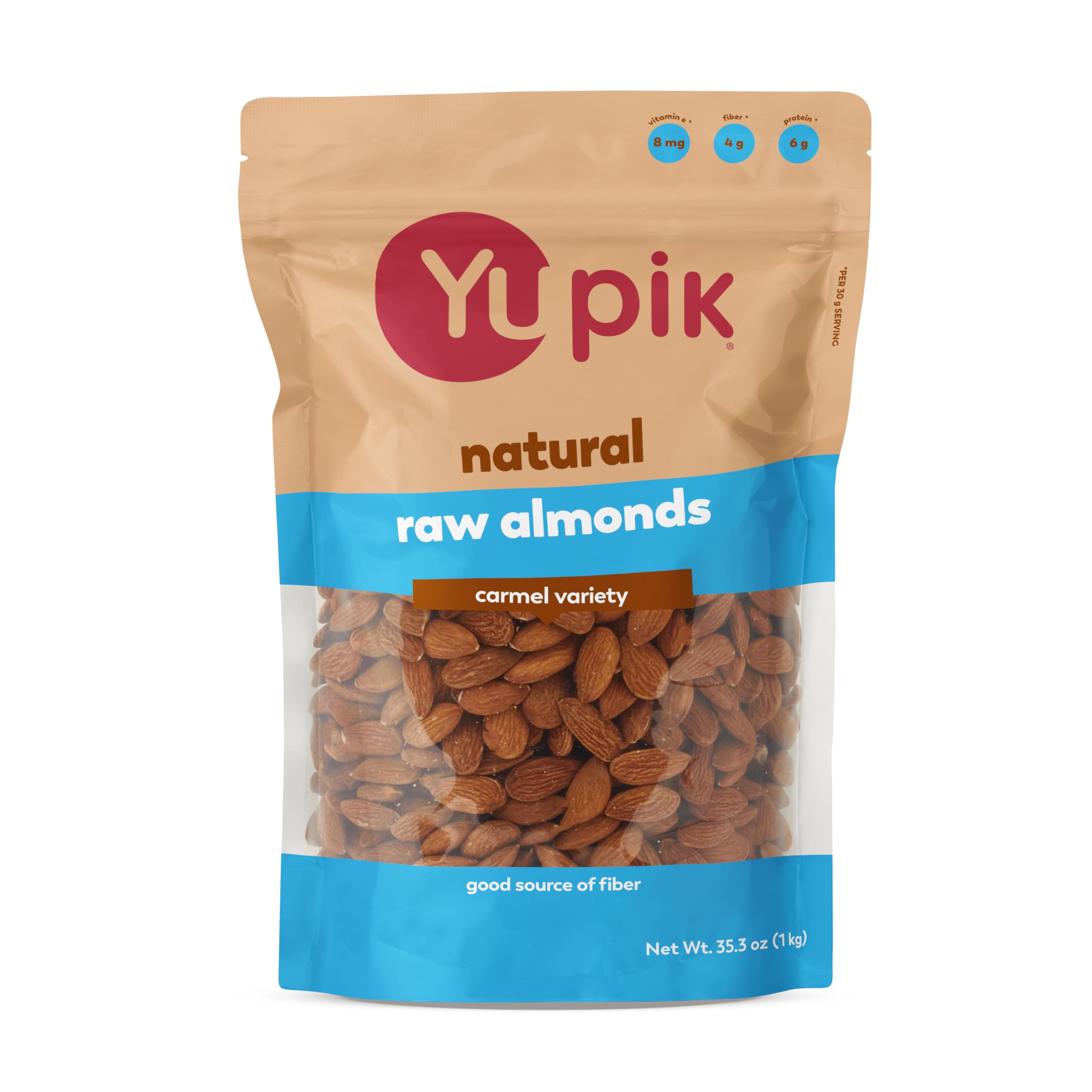 Yupik California Raw Almonds, Small Size, 2.2 lb, Gluten-Free, Kosher, Salt-Free, Source Of Protein, Fiber, Iron & Calcium, Healthy Snack, Packaging may vary