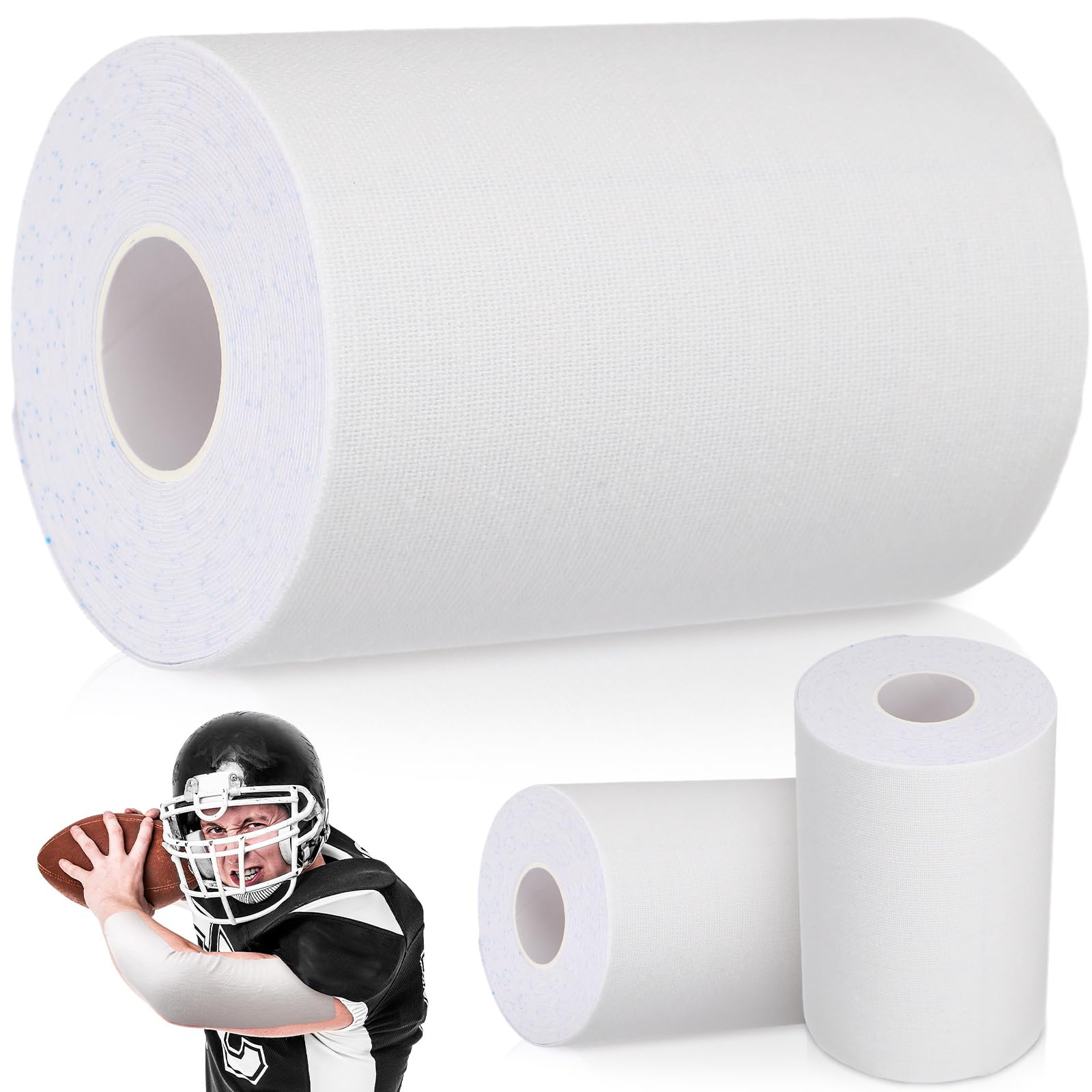 Photo 1 of Jenaai 2 Roll Football Turf Tape 33ft Extra Wide Athletic Waterproof Sport Ultra Sticky Turf Tape for Arm Football Kinetic Bandage for Athletic Sport Protects from Burn(White)