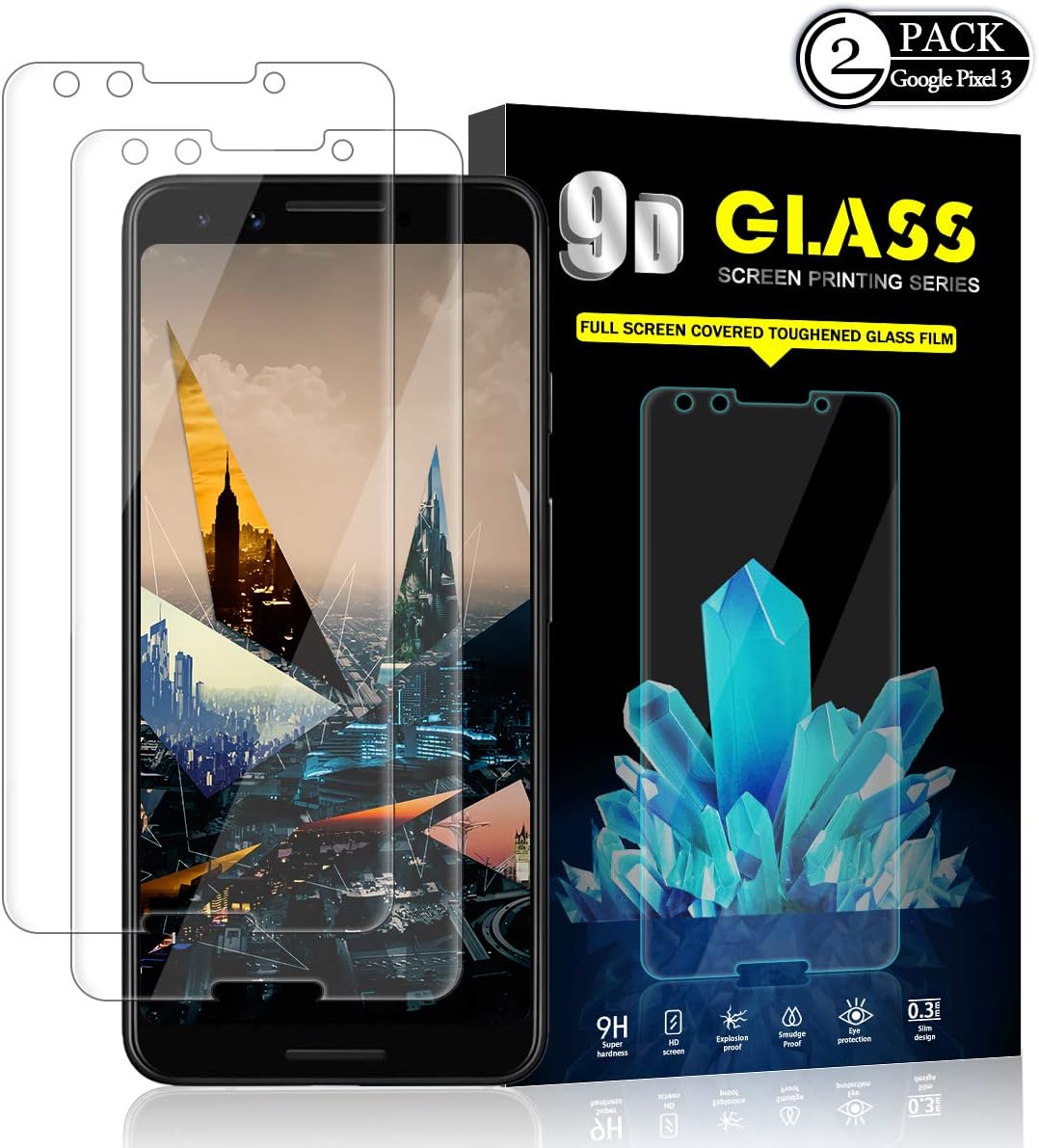 YEYEBF Google Pixel 3 Screen Protector [2 Pack] Tempered Glass