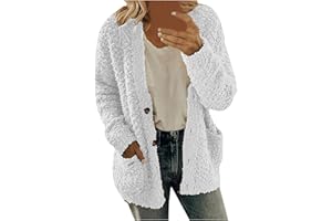 PIFAME Winter Coats for Women Fleece Jacket Warm Casual Coats with Pockets Long Sleeve Button Down Cardigans Sweaters