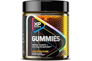 XP Sports Gummies Enhanced Mental Clarity and Stress Tolerance + Eye Health Support Formulated for Esports Athletes, Gamers and Biohackers Sour Citrus Jujube, 80 Gummies (20 Servings)