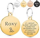 EDSG Personalised Pet Tags Deep Engraved Stainless Steel Gold Round 25-50mm