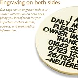 Engraving Studios Deeply Engraved Brass Dog Tag 33mm Round Solid 1.5mm Thick view 4