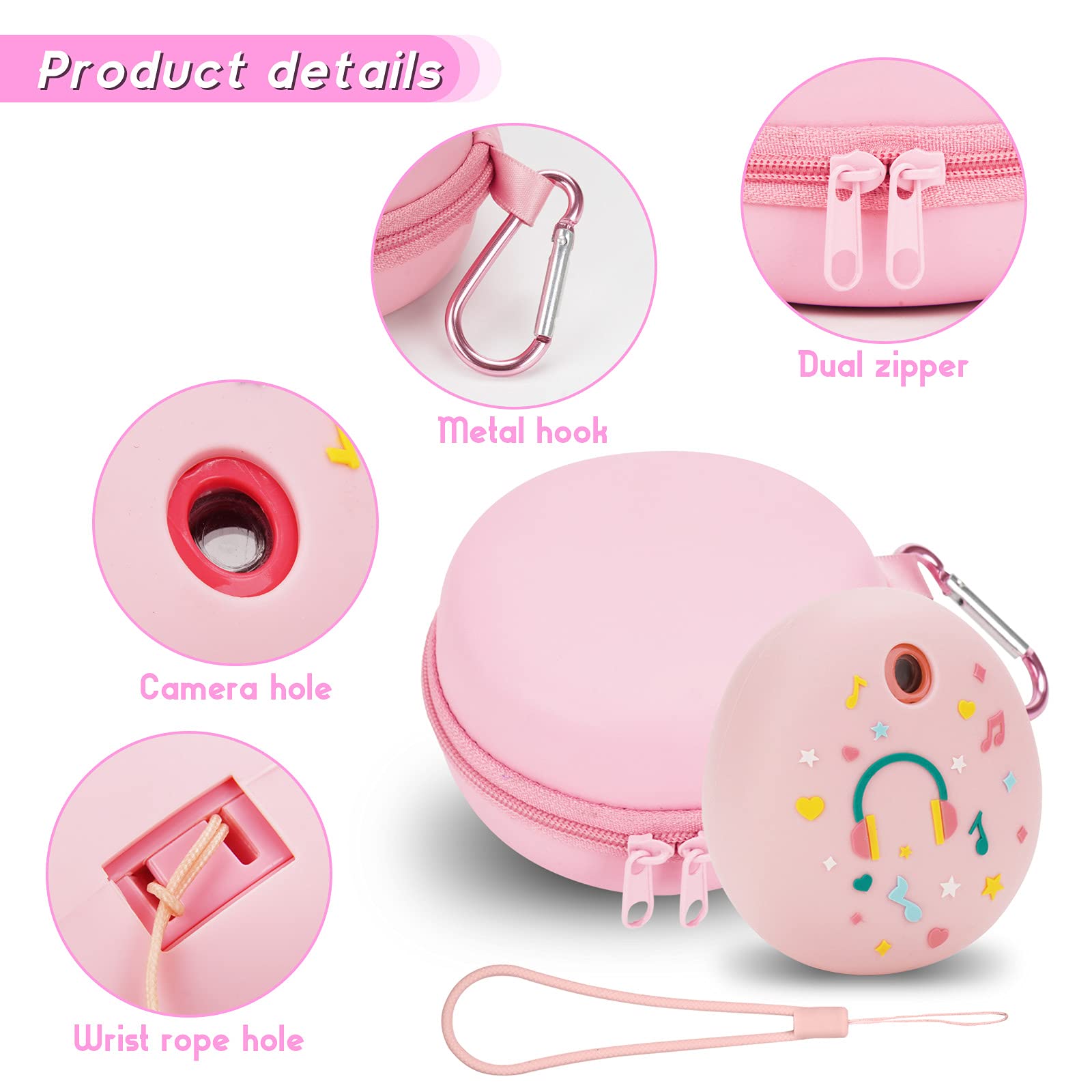 MGZNMTY Travel Carrying Case and Silicone Cover for Tamagotchi Pix Digital Pet Interactive Virtual Toy, Protective Storage Holder for Electronic Gadgets Toys for Kids (Pink)