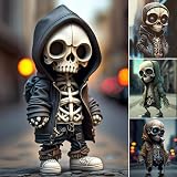 Pipihome Skeleton Figurines Skull Ornament Statue Halloween Decor Resin 13.5cm view 5