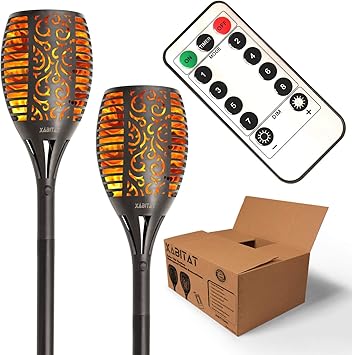 Xabitat Solar Tiki Torches Lights Remote Controlled Flickering