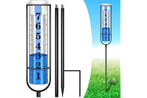 ASENRON Rain Gauge Outdoor, Rain Gauges Outdoors Best Rated, Accurate Rain Measure Gauge for Garden, Thickened Tube Rain Meter with Stake, Adjustable Height & Large Font Water Gauge for Rain, Easy to Read