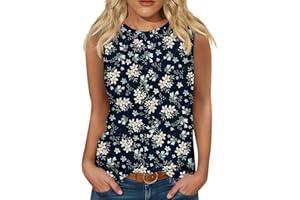 WUJIJIA Womens Workout Tank Tops, Sleeveless Tank Tops for Women Summer Tops Crew Neck Cute Floral Printed Workout Camis