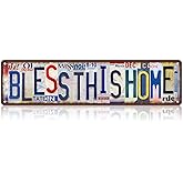 TREEPERI Vintage Bless This Home Street Sign Wall Decor Metal Tin Signs for Bar Home Bedroom Garage