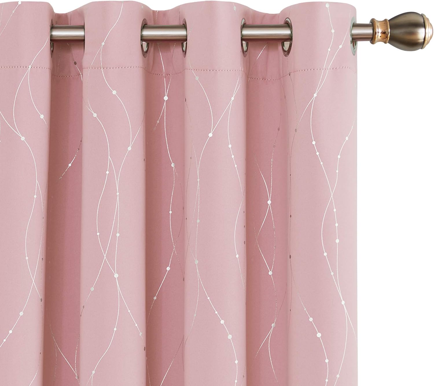 Deconovo Pink Curtains Rideaux occultants avec œillets imprimés à pois