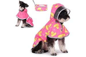 KOOLTAIL Dog Raincoat, Reversible Pet Rain Jacket Clear Hooded Double Layer with Easy Storage Pocket, Adjustable Waterproof&Windproof Reflective Puppy Poncho with Leash Hole for Small Medium Dogs, M