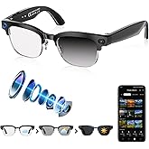 SGUKZF AI Smart Glasses with Camera, 4K EIS, Real-Time Translation | AI Object Recognition, Open-Ear Speakers, AI Voice Assistant, Bluetooth Calling, IP66 Water Resistance, Photochromic Lenses