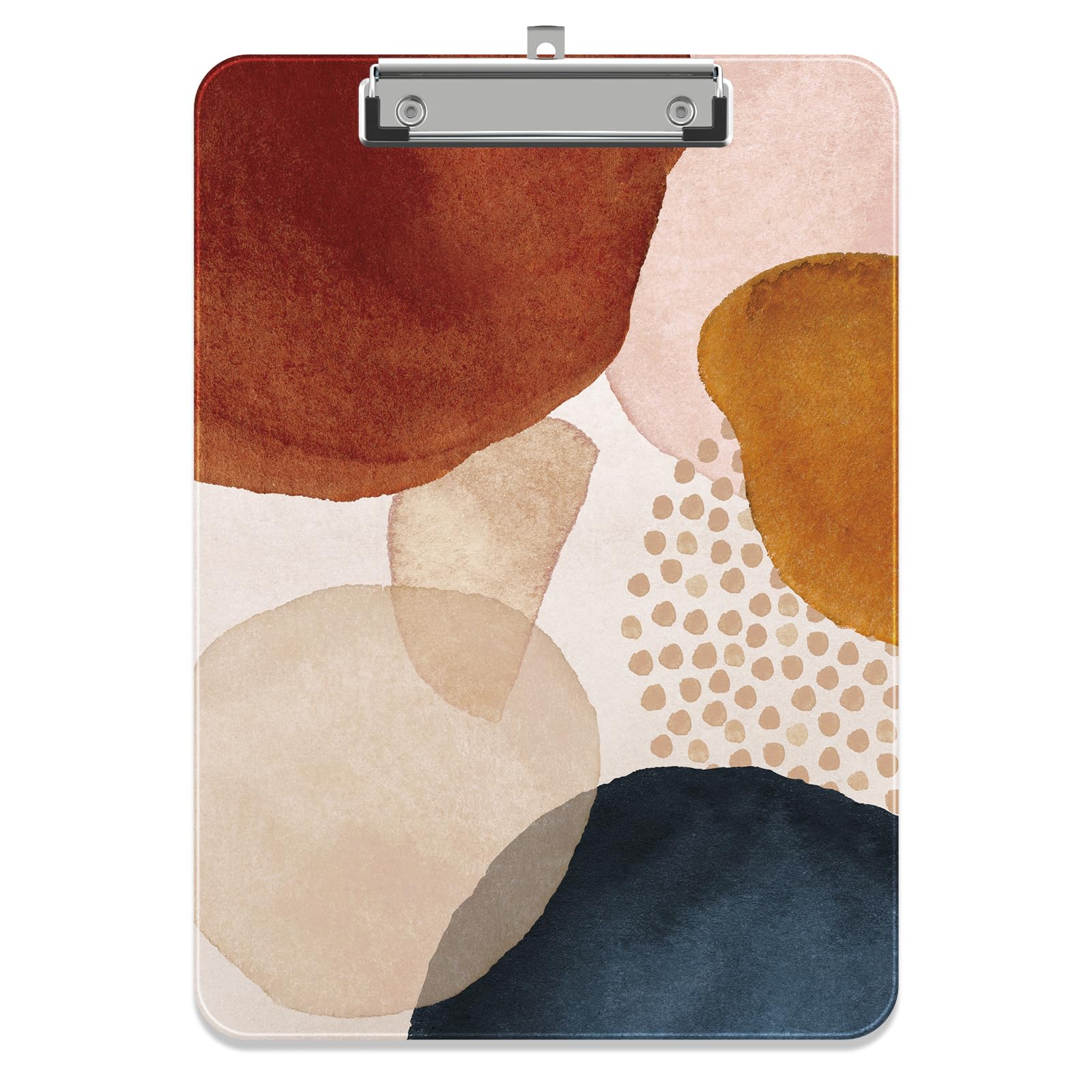 Piasoenc Plastic Clipboard, Cute Decorative Clip Board, 9 x 12.5 in, A4 Standard Office Clip Boards for Nurses, Students, Office, Abstract Art