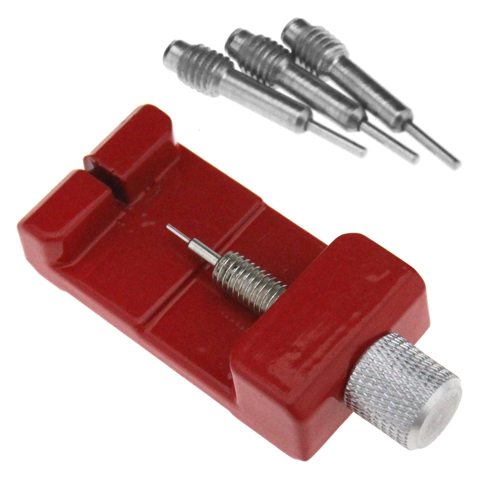 Watch Band Strap Link Pin Spring Bar Remover Removal Repair Tool Red with 3 Replacement Pins