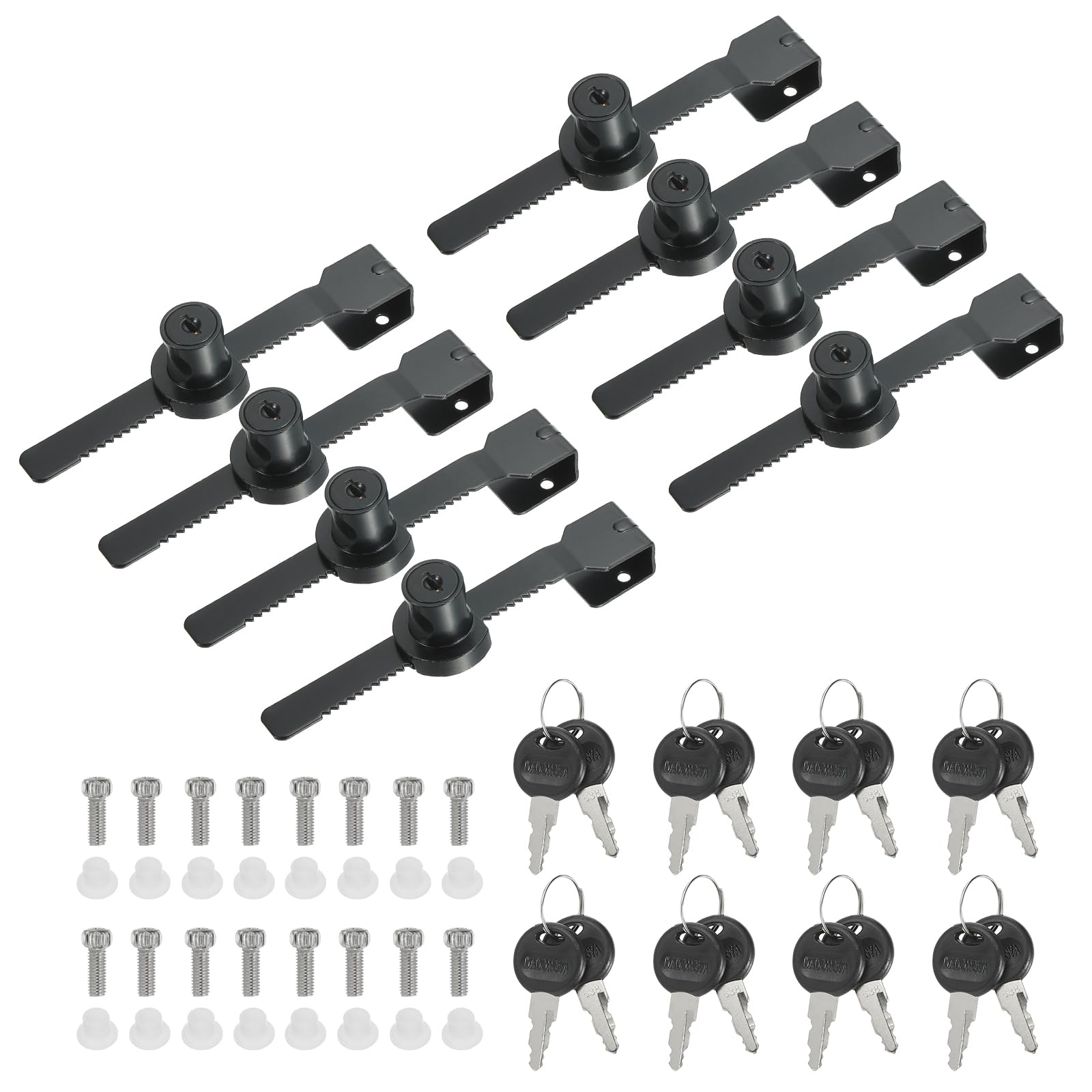PATIKIL Sliding Glass Cabinet Lock, 8Pcs Keyed Different Zinc Alloy Single Swing Showcase Lock No Drill Glass Door Lock for 8mm Glass Door, Black