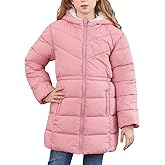 UNIFACO 5-12 Years Girls Winter Coat Heavyweight Puffer Coat with Cinched Waist Hooded Winter Jackets for Girls