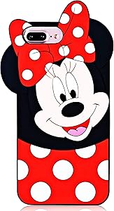 Jowhep Case for iPhone 6 Plus/6S Plus/7 Plus/8 Plus Soft Silicone Cartoon Design Cute Cover Fashion Funny Kawaii Character Fun Animal Cool Cases Pretty for iPhone 8 Plus Girls Kids Women Boys Minnie