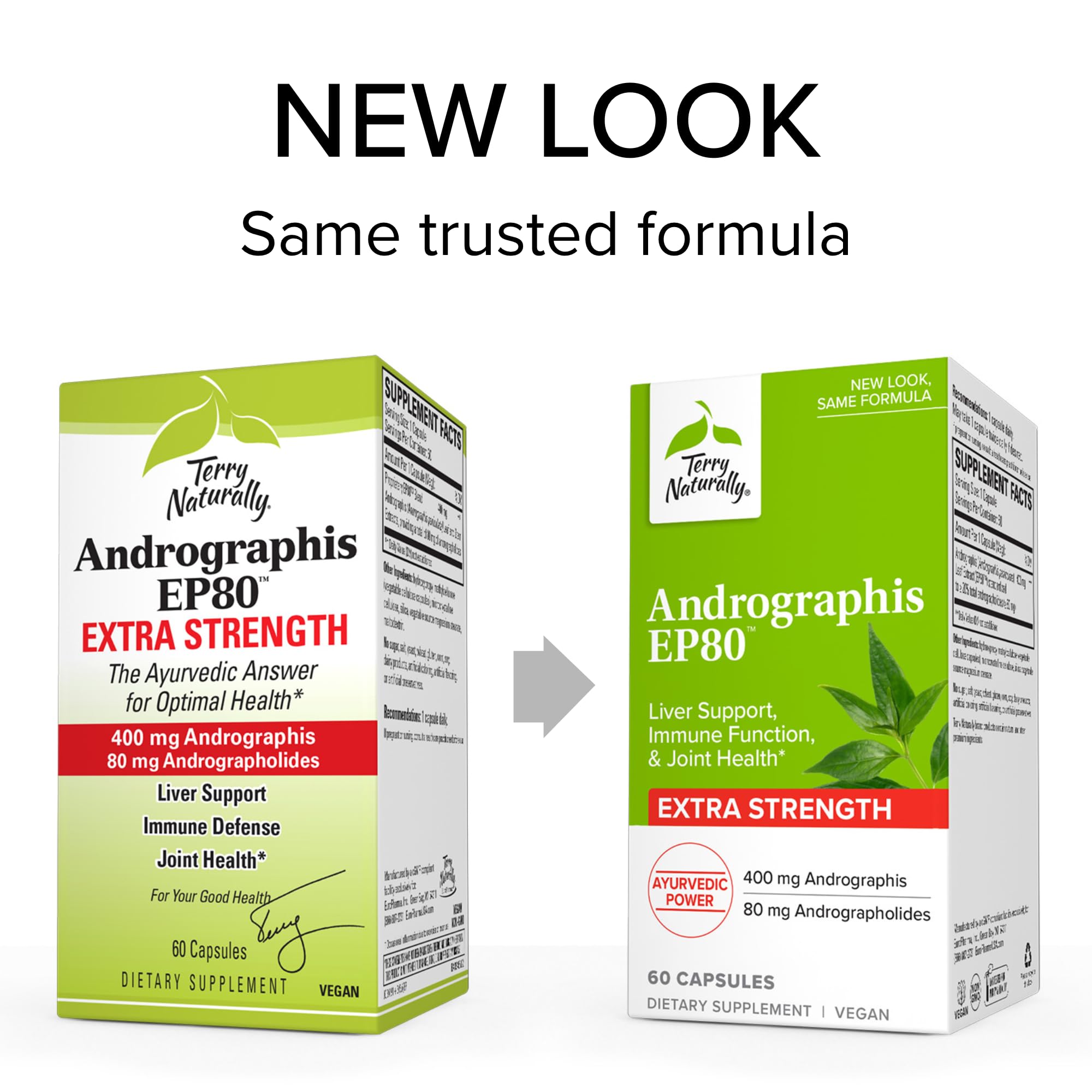 Terry Naturally Andrographis EP80 Extra Strength - Brain Health & Immune Support - Joint Health Supplement to Aid Mobility - Vegan Adaptogen Supplement for Energy & Liver Support - 60 Capsules