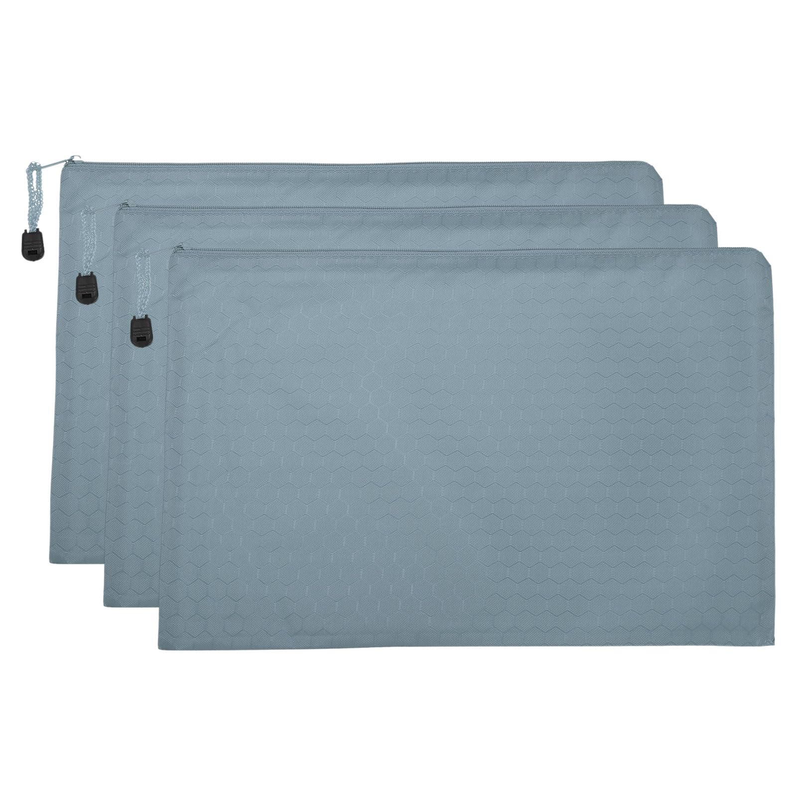 PATIKIL Waterproof Zipper File Bags, 3 Pack A4 Document Holders Pencil Pouch for Office, Gray