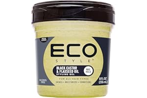 Eco Style Black Castor and Flaxseed Oil Styling Gel - Helps Nourish and Repair Damaged Hair - Promotes Healthy Scalp - Provides Superior and Weightless Hold - Delivers Long Lasting Shine - 8 oz