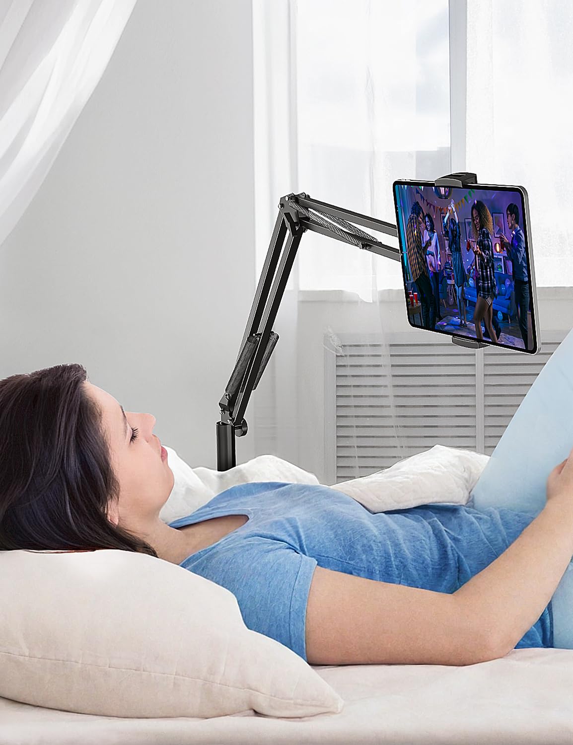 Tablet Floor Stand with 4.2LB Base,Overhead Bed Phone Stand Angle Height Adjustable Tablet Holder Bed,Phone Stand for iPad/iPhoneX/iPad Pro Air Mini, Samsung Tab,E-Readers…