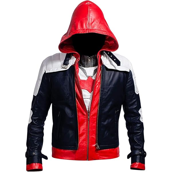 Lasumisura Replica Style Red Hood Men's Faux Leather Jacket + Vest
