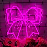 Bow Preppy Room Decor Pink Bow Neon Signs for Wall Decor Bow Lamp Party Decoration Gifts for Women