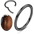 ZZHDCC 14G Clicker Belly Button Ring for Women White Gold Plated Hoop Belly Button Rings Shiny CZ Belly Button Clicker Oval Belly Ring Reverse Navel Body Belly Piercing Jewelry