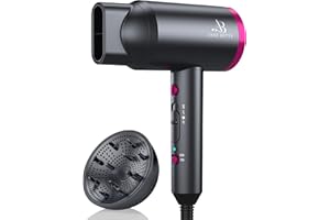 ANNE BETTY Hair Dryer with Diffuser, Portable Blow Dryer for Curly Hair for Women/Men, 1800 Watt Ionic HairDryer, Blow Dryer with Nozzle for Fast Drying as Salon, Lightweight