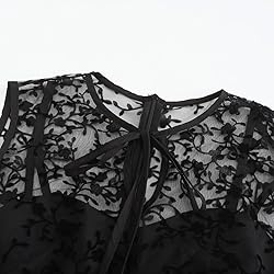 Keyhole Mesh Floral Embroidery Dress for Women