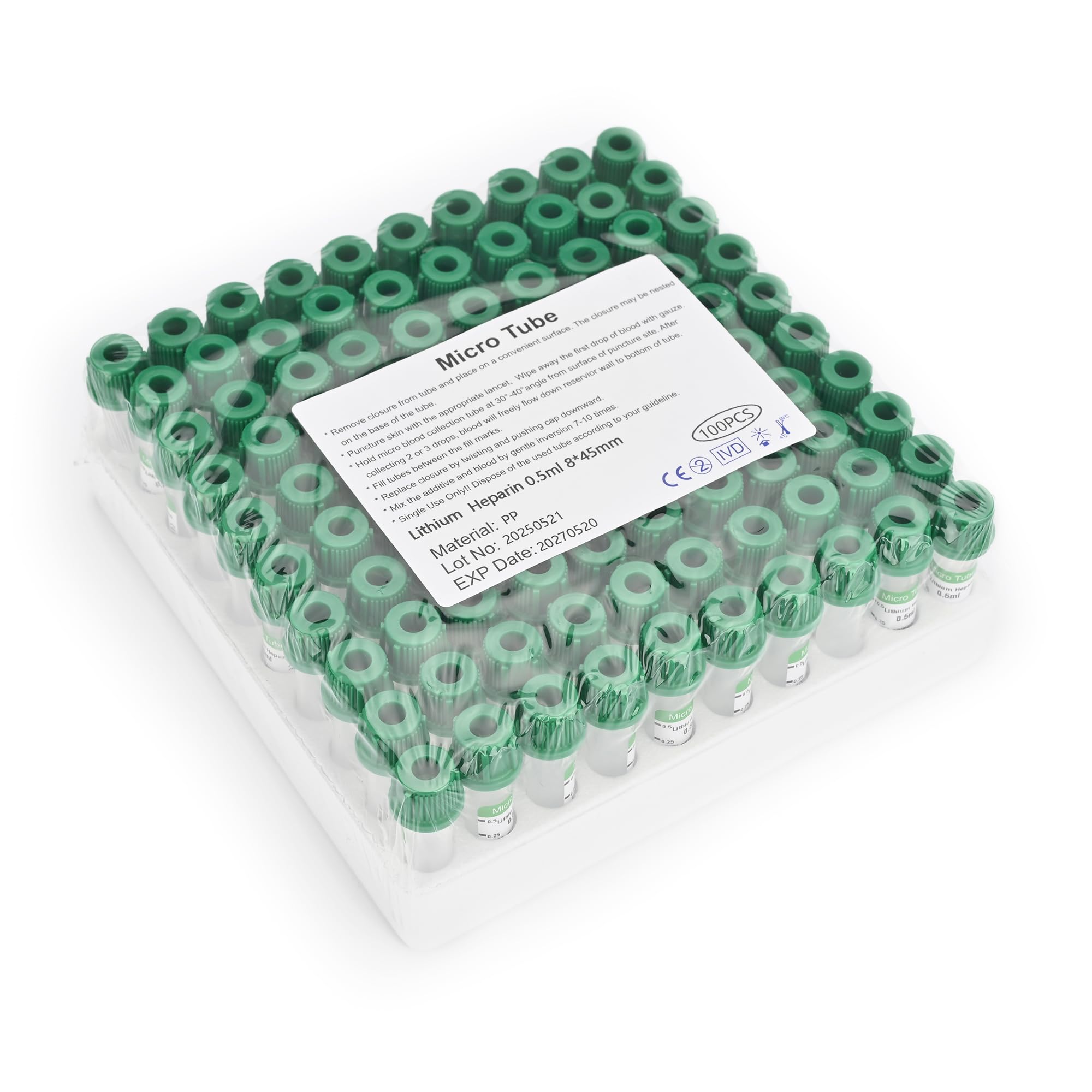 Meterbox Micro Blood Collection Tubes 0.5ml Lithium