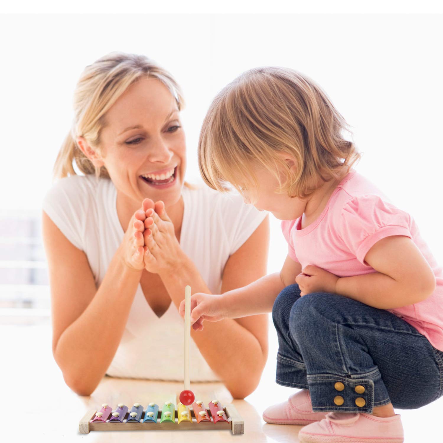 Xylophon Kinder Musikinstrumente Glockenspiel Musical Spielzeug Holz schlägel Kinderschlagzeug Pädagogische Geburtstag Weihnachten Holzspielzeug für Babys mit zwei kindersicheren hölzernen Schlägeln