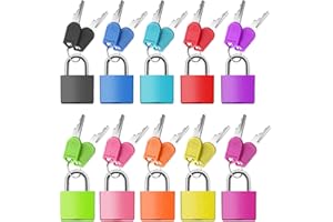 FUAXAT 10Pack Suitcase Locks with Keys, 23mm Small Luggage Padlocks Multicolor, Solid Brass Mini Padlocks for Suitcase, Luggage, Travel Bag, Backpack Zipper, Jewelry Box, Diary Books, Drawer, Toolbox