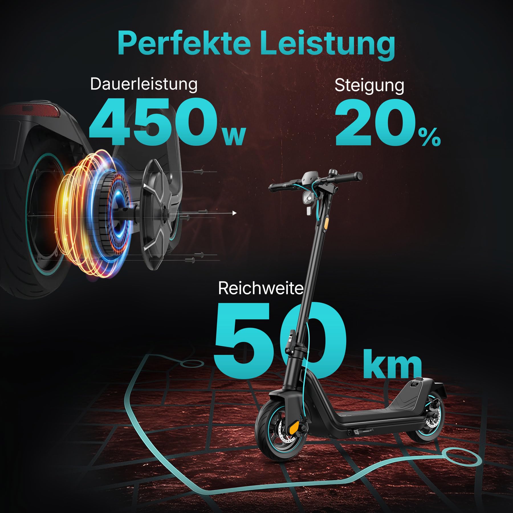 Odys Alpha X5 Pro E-Scooter mit Straßenzulassung und Blinker (20 km/h, 50 km Reichweite, 20% Steigung, 10,5'' Reifen, Display, App, klappbar) E-Roller mit Straßenzulassung Elektroscooter Elektroroller 2
