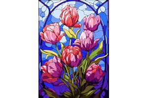 RYMILIE Tulips Diamond Art Painting Kits for Adults, Full Drill Diamond Dots Paintings for Beginners, Round 5D Paint with Diamonds Pictures Gem Art Painting Kits DIY Crafts Kits 【11.8x15.7inch】