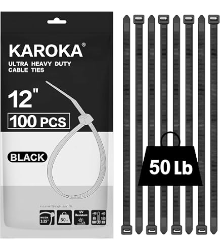 Southwire CT1450015 14-Inch Heavy Duty Cable Ties; Strong 50 Lb Test Universal Easy Zip Black Pack Of 15