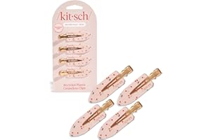 Kitsch Creaseless Hair Clips for Women - No Crease, No Bend Hair Clips for Styling, Bangs, Makeup Application, Face Wash - Recycled Acrylic - Cherry Print | Ideal Gifts for Women, 4pcs