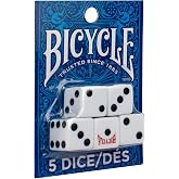 Bicycle 5 Dice Set Six Sided D6 Standard Game White Black 16 mm | Premium quality, Made with recycled and sustainably sourced materials, 5 count