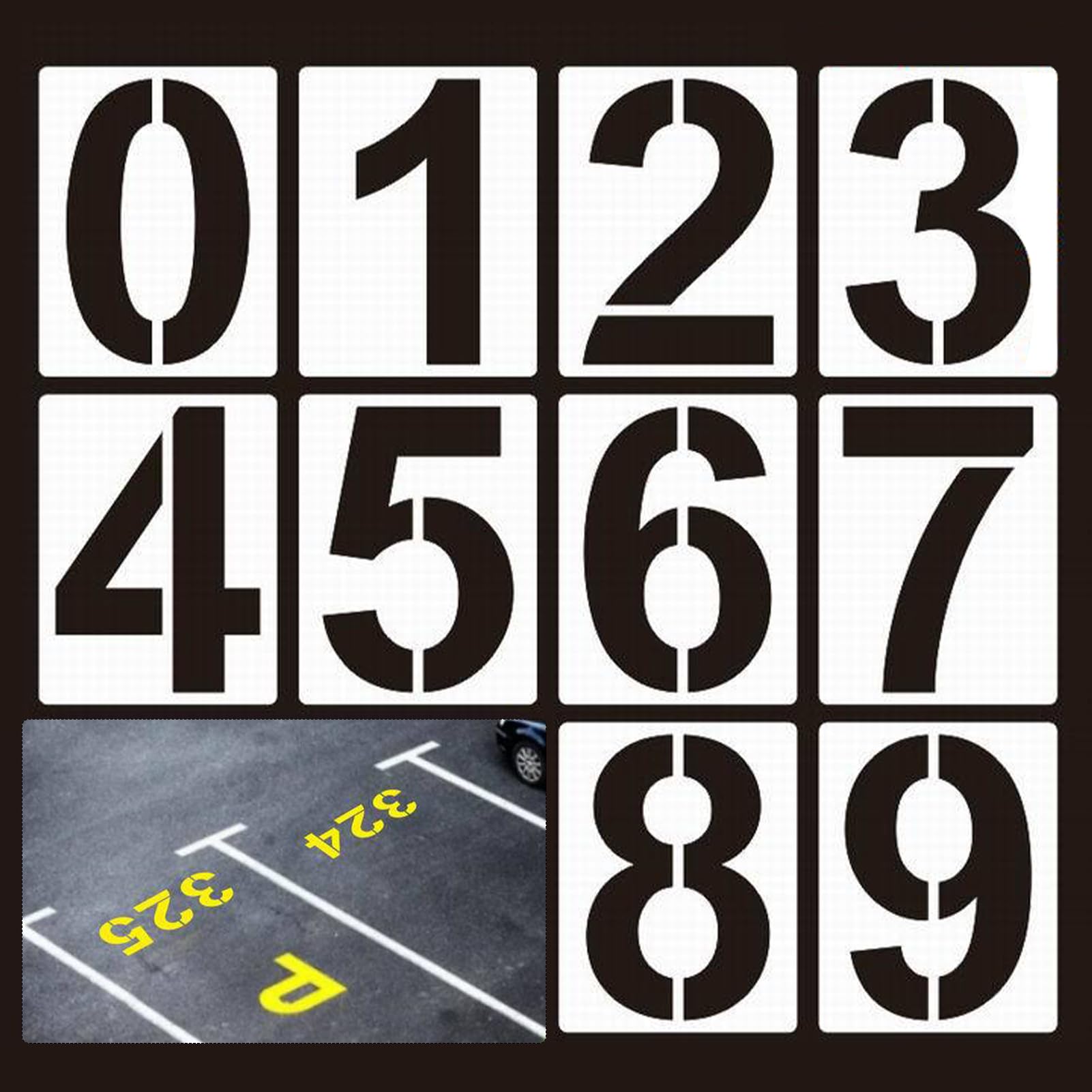 POHOVE 21cm (8”) Large Number Stencils, 10pcs Reusable Plastic Number Stencils for Painting