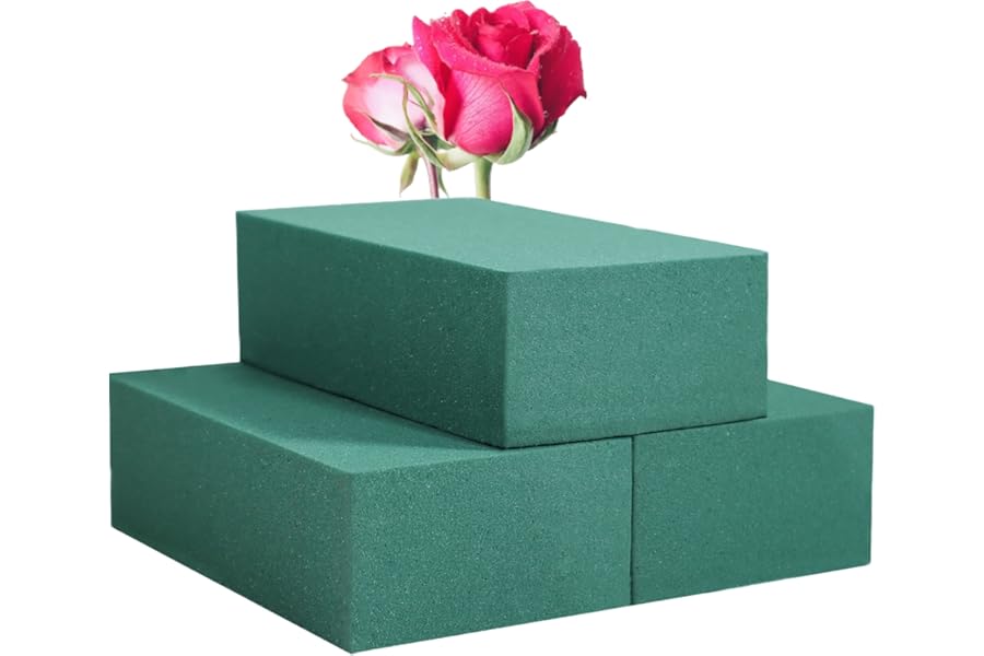 FLOFARE Pack of 3 Floral Foam Blocks Each (6"L x 3.38"W x 1.85"H) Green Wet & Dry Flower Foam for Fresh & Artificial Flower A
