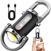 Ciwuzxs Rechargeable Keychain Flashlights, 800 Lumens EDC Mini Flashlights, COB Keychain Work Light Flashlights 7 Light Modes, Bright Mini Keychain Light for Walking, Searching and Hiking