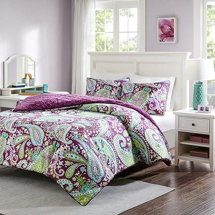 Amazon Com Modern Living Purple Green Yellow Paisley Full