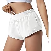 Aurefin Running Shorts for Women,Quick Dry Athletic Sports Shorts Lightweight Active Workout Gym Shorts with Zip Pocket
