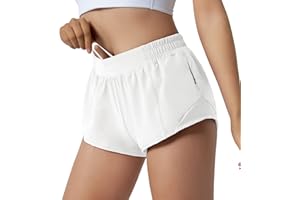 Aurefin Running Shorts for Women,Quick Dry Athletic Sports Shorts Lightweight Active Workout Gym Shorts with Zip Pocket