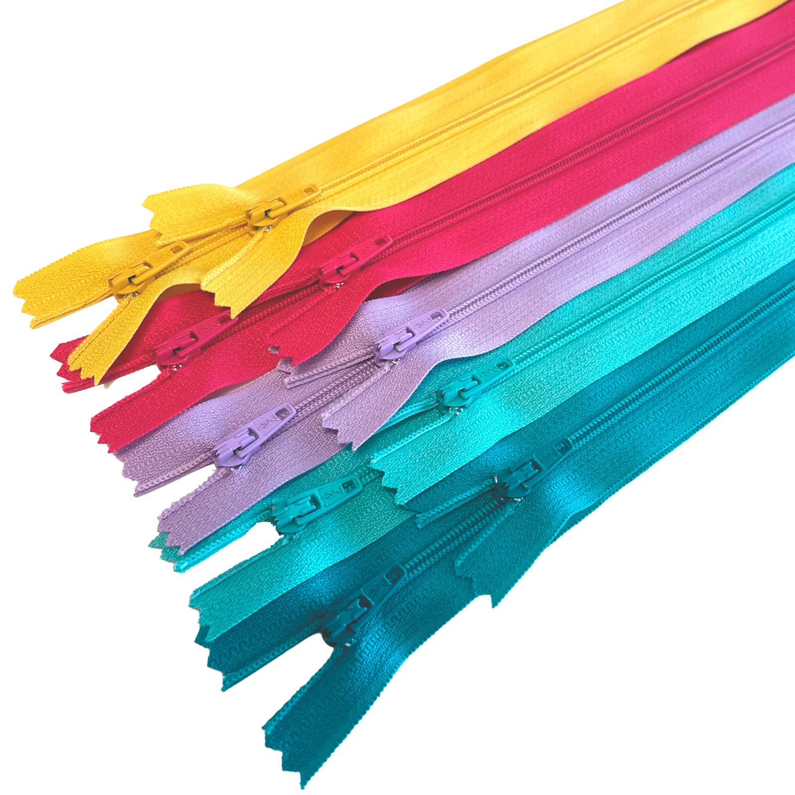 MARARDI [Pack 10] Zippers [Multicoloured] Nylon [12 cm] Sewing and Crafts for Clothing Bags Fabric for Sewing Machine Patchwork Plastic Cotton Zipper with Metal Zip