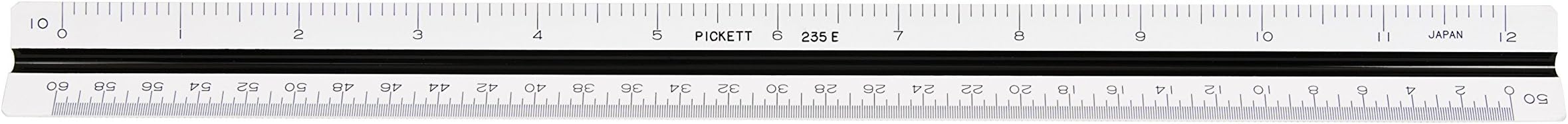 Pickett Professional Engineer Color-Coded Triangular Scale, 12 Inches Long, 1 Each (235E)