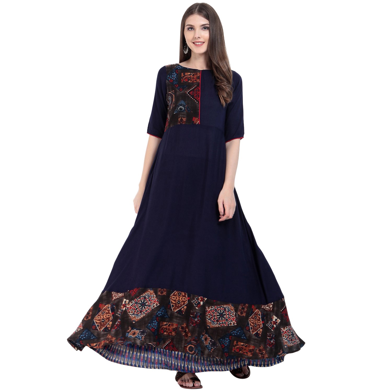 ives grey viscose rayon anarkali abstract kurti for women