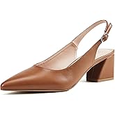 GENSHUO Women's Slingback Closed Toe Block Chunky Low Heel Pumps - 2.36 Inches Office Wedding Party Dress Shoes